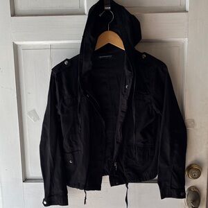 Brandy Melville Black Hooded Utility Jacket